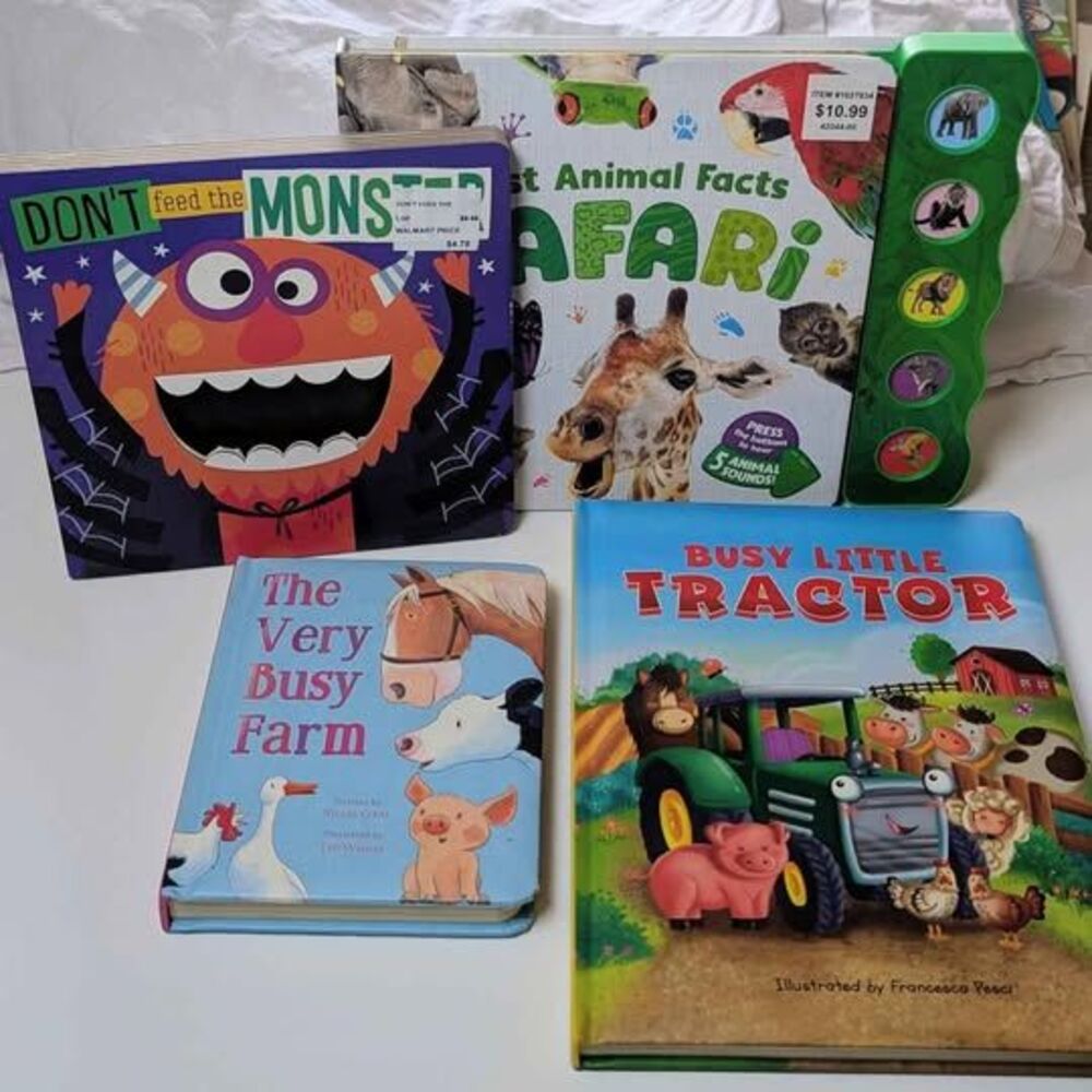 Toddler Board Book Lot of 4 - Safari Sound Book, Farm, Tractor, Monster Books